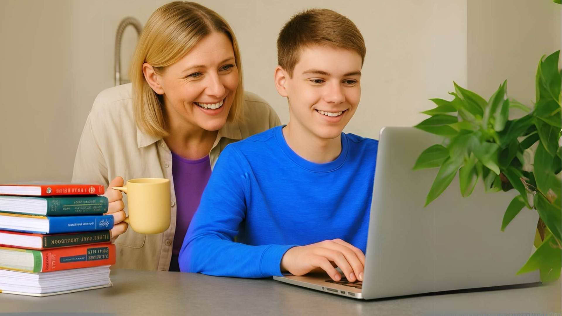 relaxed home school educator using Symbai with their student